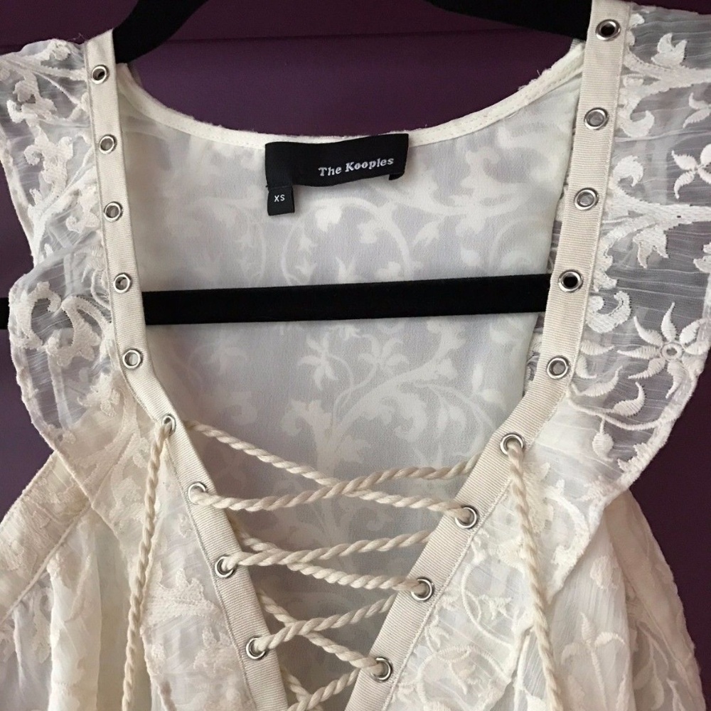 THE KOOPLES Cream Embroidered Chiffon Blouse